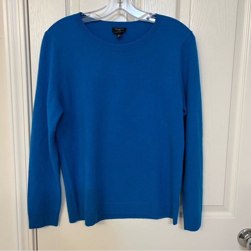 Talbots CASHMERE CREWNECK SWEATER in 
POND BLUE Size LP - Picture 2 of 6